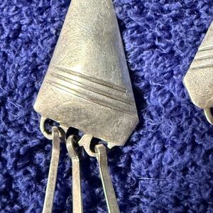 Silver Tone Geometric Dangle Earrings